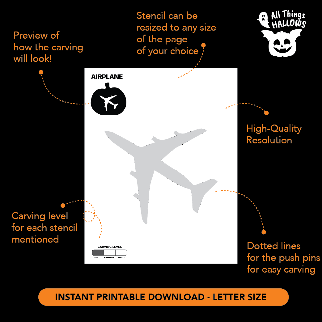 Airplane Pumpkin Stencil