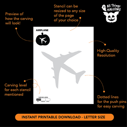 Airplane Pumpkin Stencil