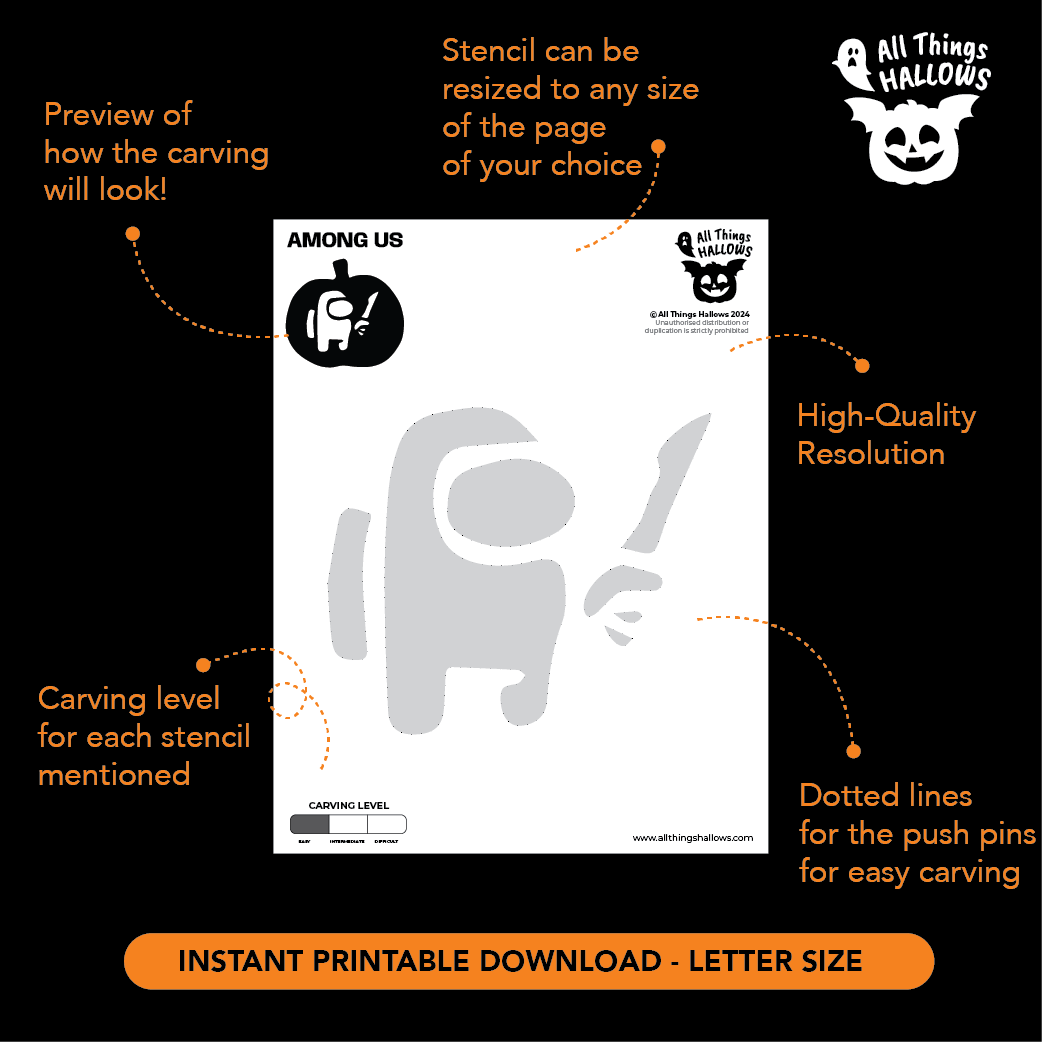 Among Us Pumpkin Stencil