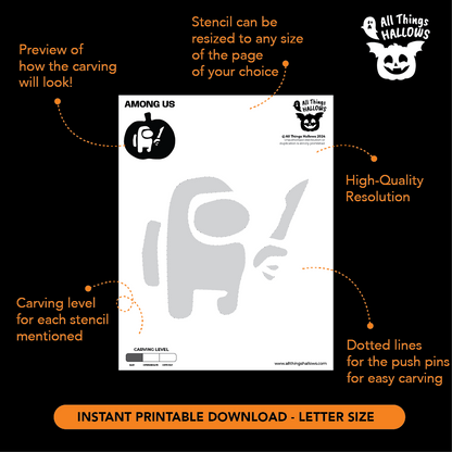 Among Us Pumpkin Stencil