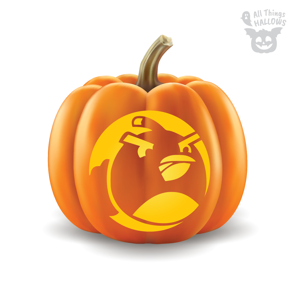 Angry Birds Bomb Pumpkin Stencil