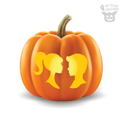 Barbie and Ken Pumpkin Stencil