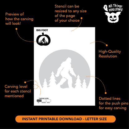 Bigfoot Pumpkin Stencil