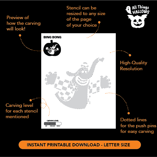 Inside Out: Bing Bong Pumpkin Stencil