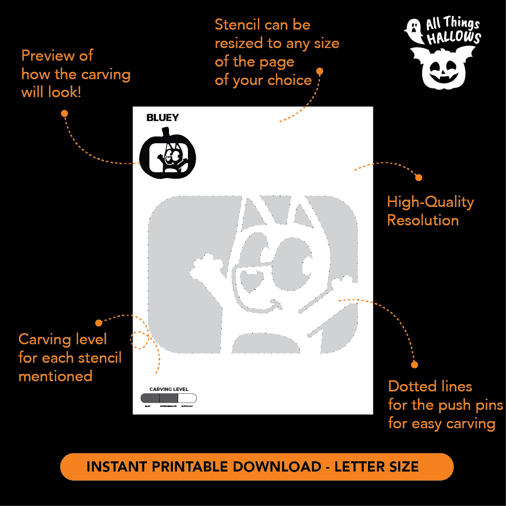 Bluey Pumpkin Stencil