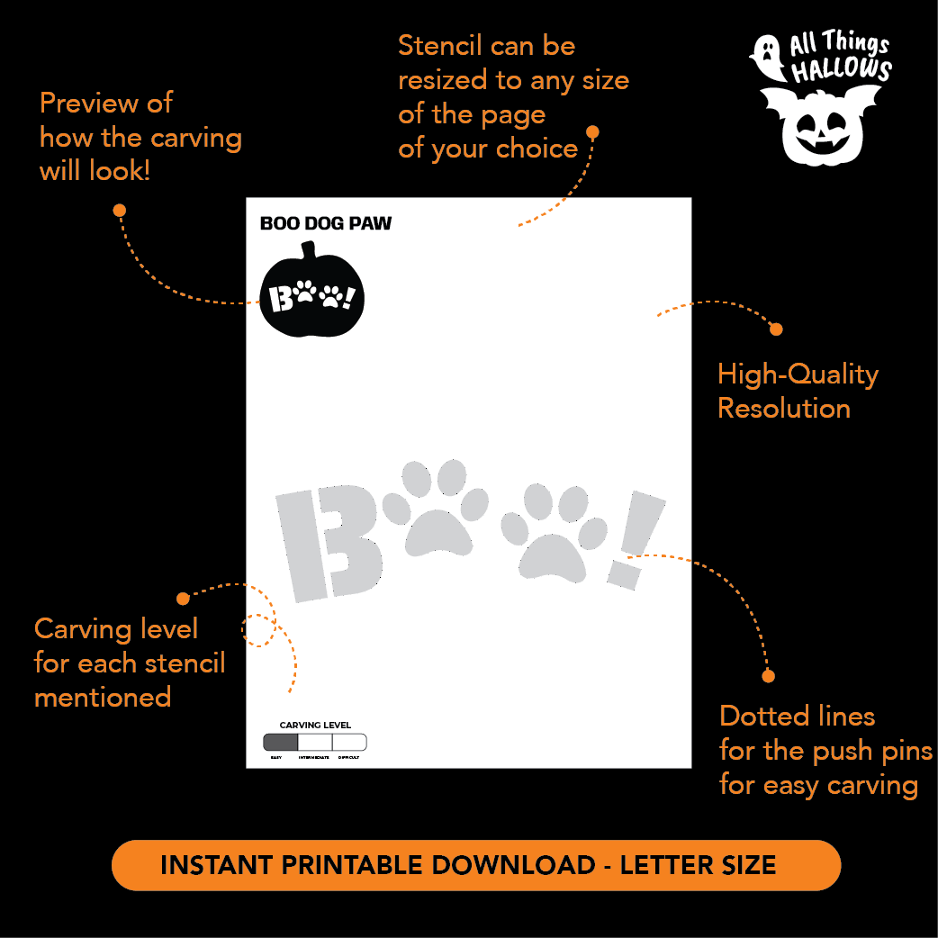 Boo Dog Paw Pumpkin Stencil