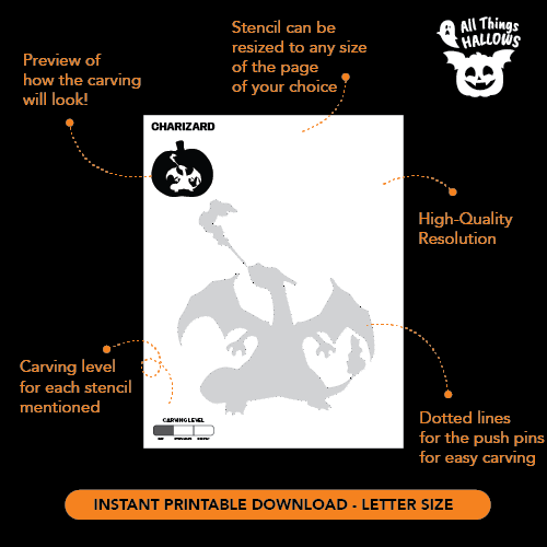 Charizard Pumpkin Stencil