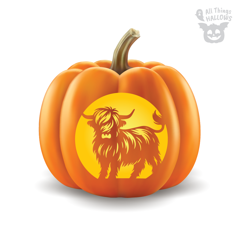 Highland Cow Pumpkin Stencil