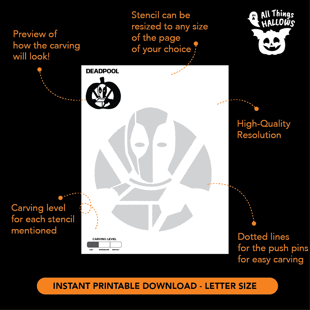 Deadpool Pumpkin Stencil