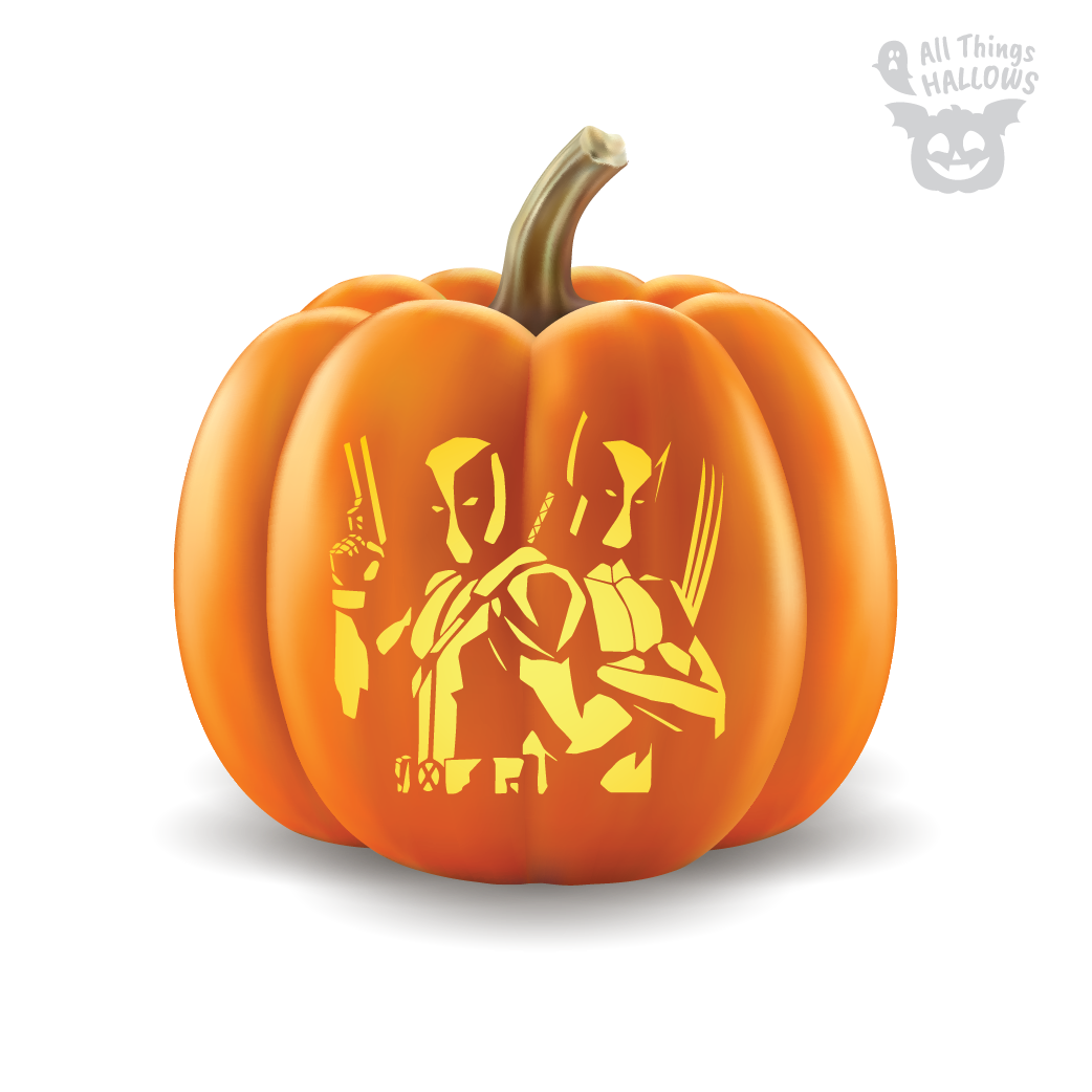 Deadpool and Wolverine Pumpkin Stencil