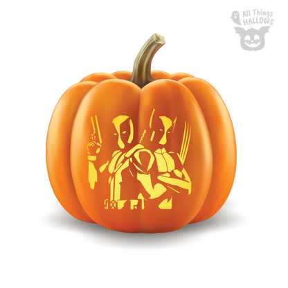 Deadpool and Wolverine Pumpkin Stencil