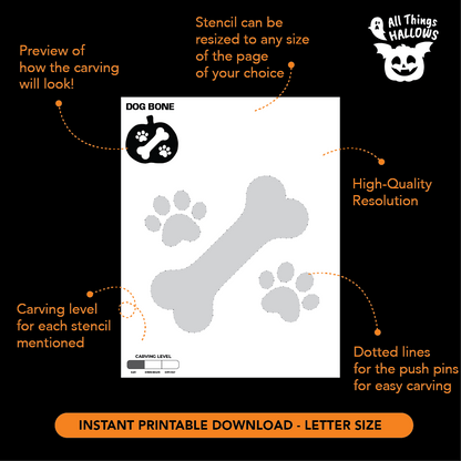 Dog Bone Pumpkin Stencil