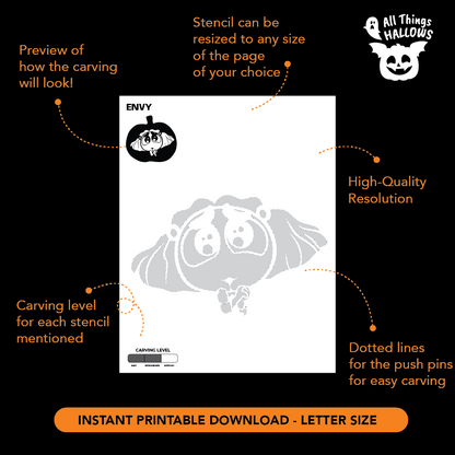 Inside Out 2: Envy Pumpkin Stencil