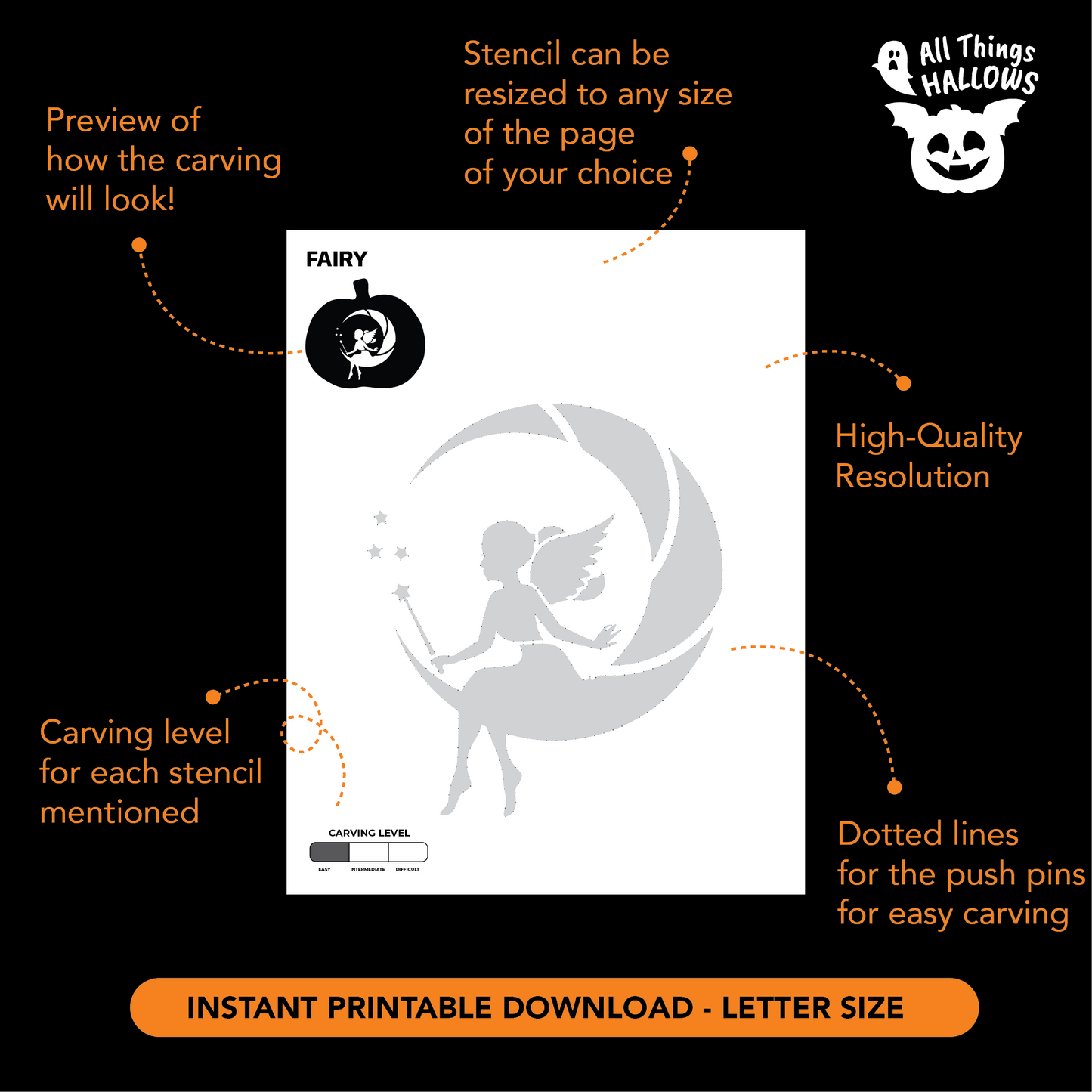 Fairy Pumpkin Stencil