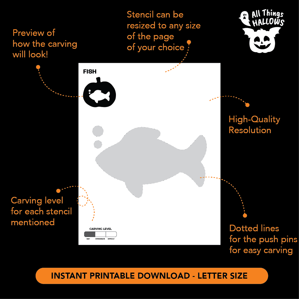 Fish Pumpkin Stencil