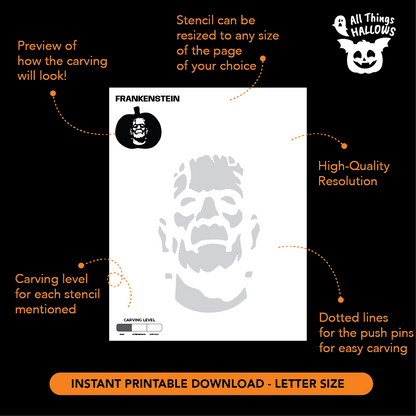 Frankenstein Monster Pumpkin Stencil