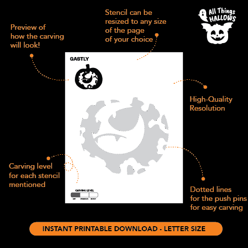 Gastly Pumpkin Stencil