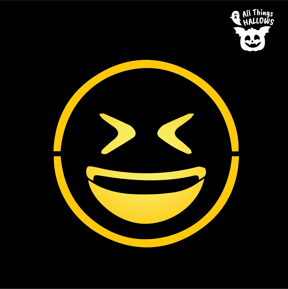 Grinning Squinting Face Emoji Pumpkin Stencil