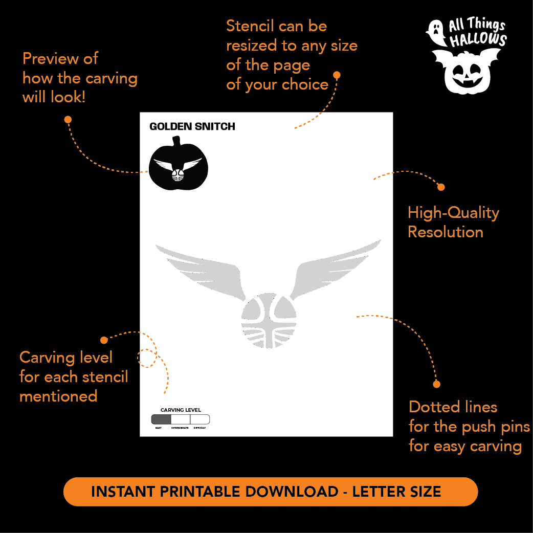 Golden Snitch Pumpkin Stencil