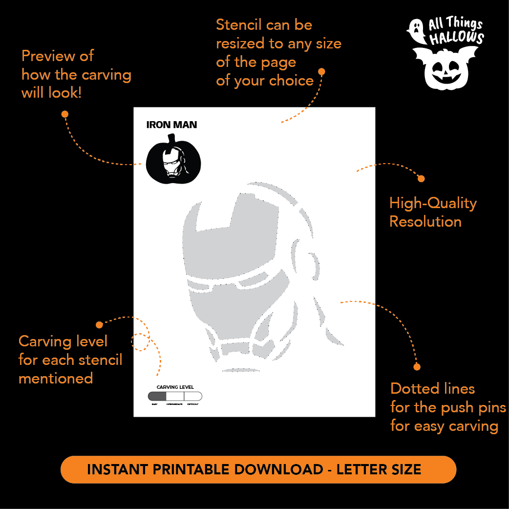 Iron Man Pumpkin Stencil