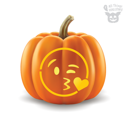 Kissing Heart Emoji Pumpkin Stencil