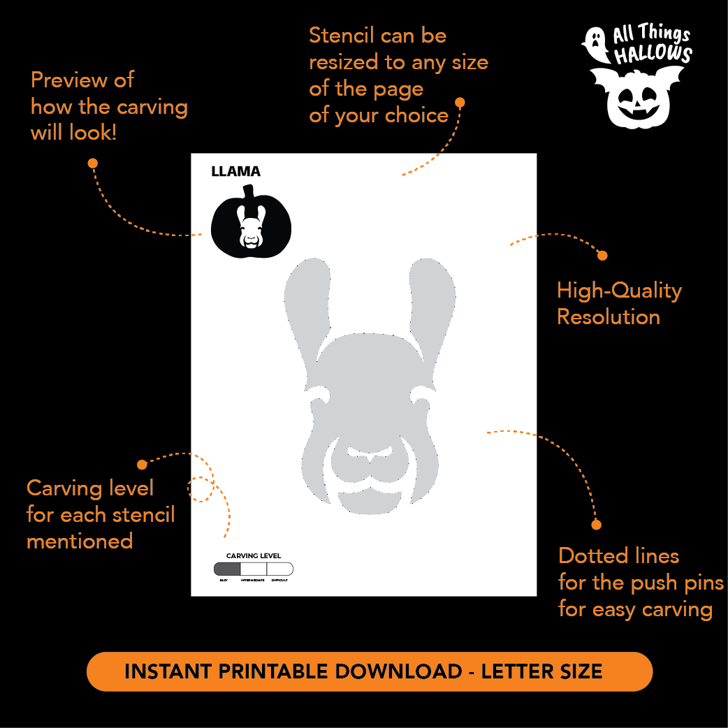 Llama Pumpkin Stencil