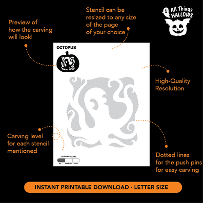 Octopus Pumpkin Stencil