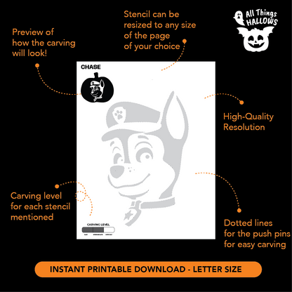 Paw Patrol Pumpkin Stencil