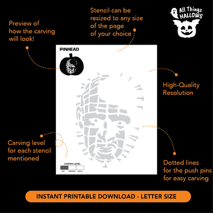 Pinhead Pumpkin Stencil