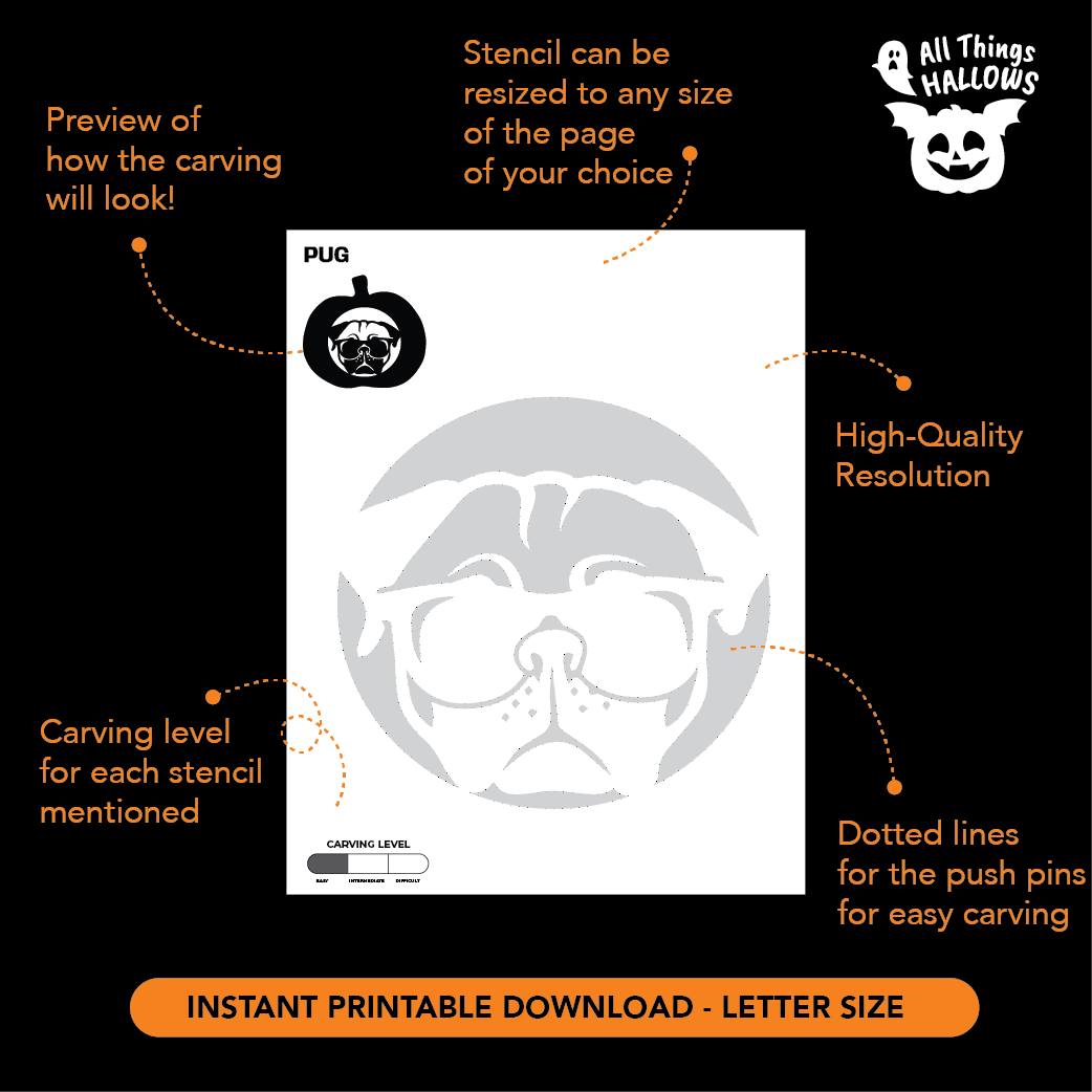 Pug Pumpkin Stencil