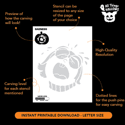 Inside Out: Sadness Pumpkin Stencil