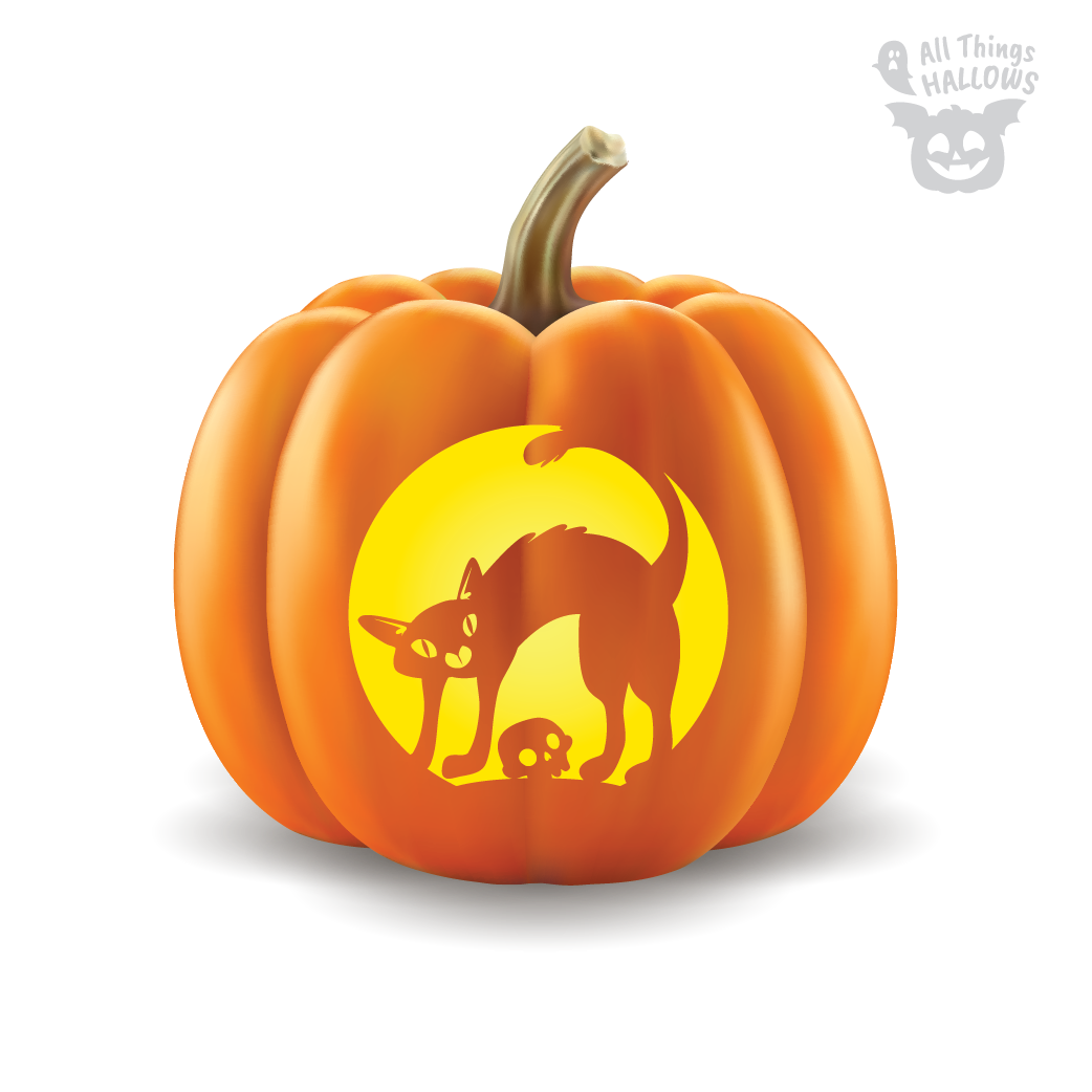 Scary Cat Pumpkin Stencil