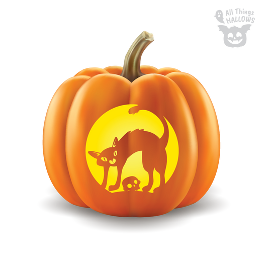 Scary Cat Pumpkin Stencil