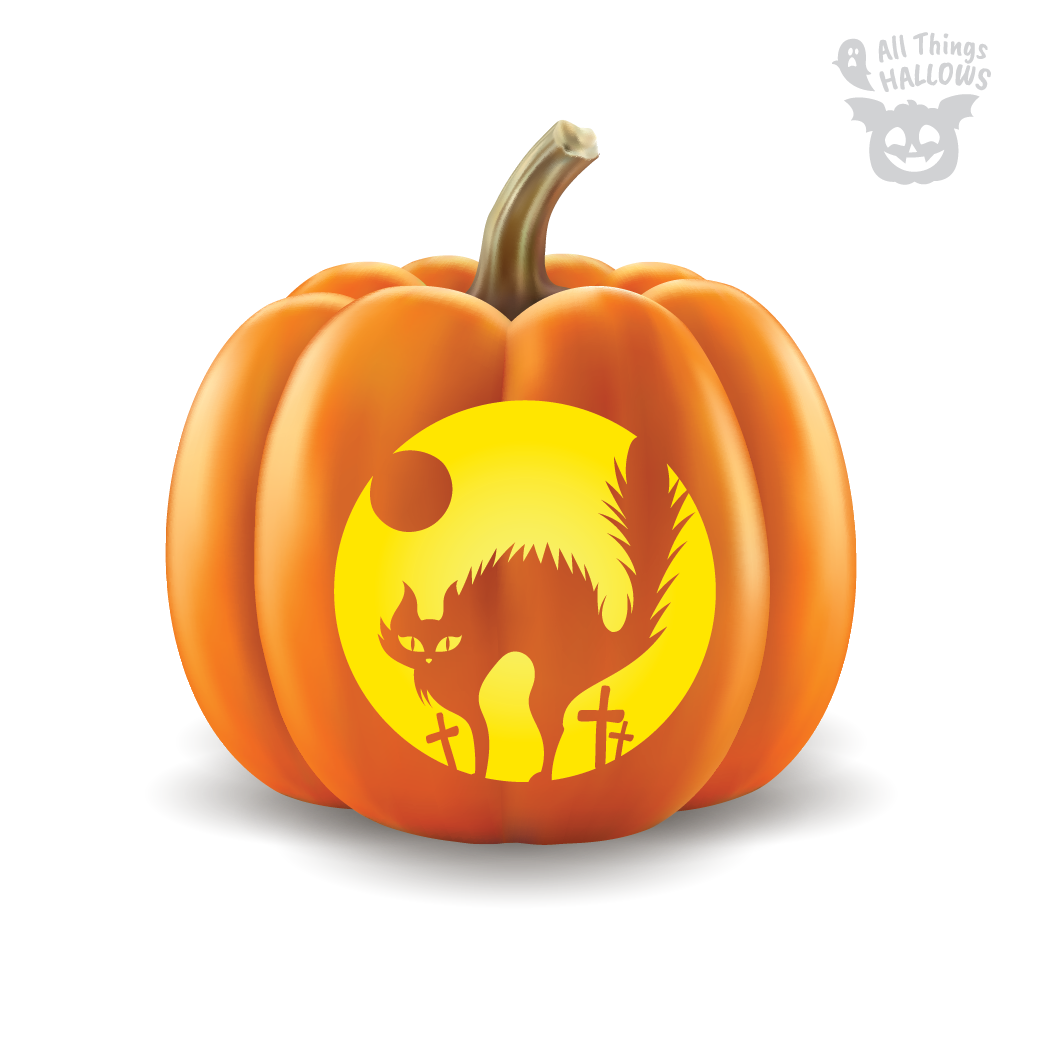 Scary Cat Pumpkin Stencil