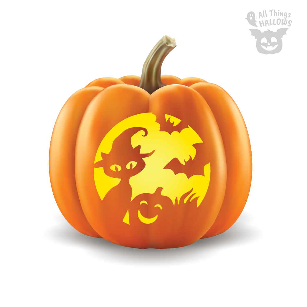 Scary Cat Pumpkin Stencil