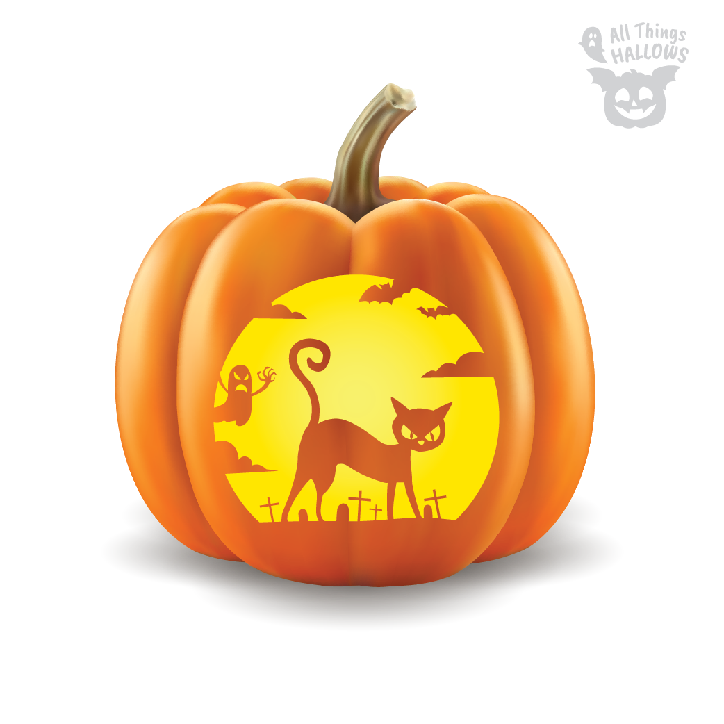 Scary Cat Pumpkin Stencil