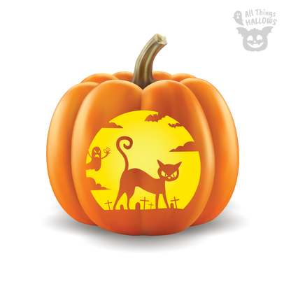 Scary Cat Pumpkin Stencil