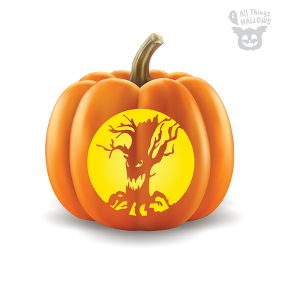 Scary Evil Tree Pumpkin Stencil