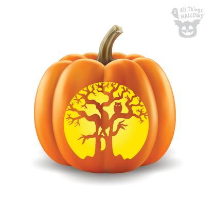 Scary Evil Tree Pumpkin Stencil