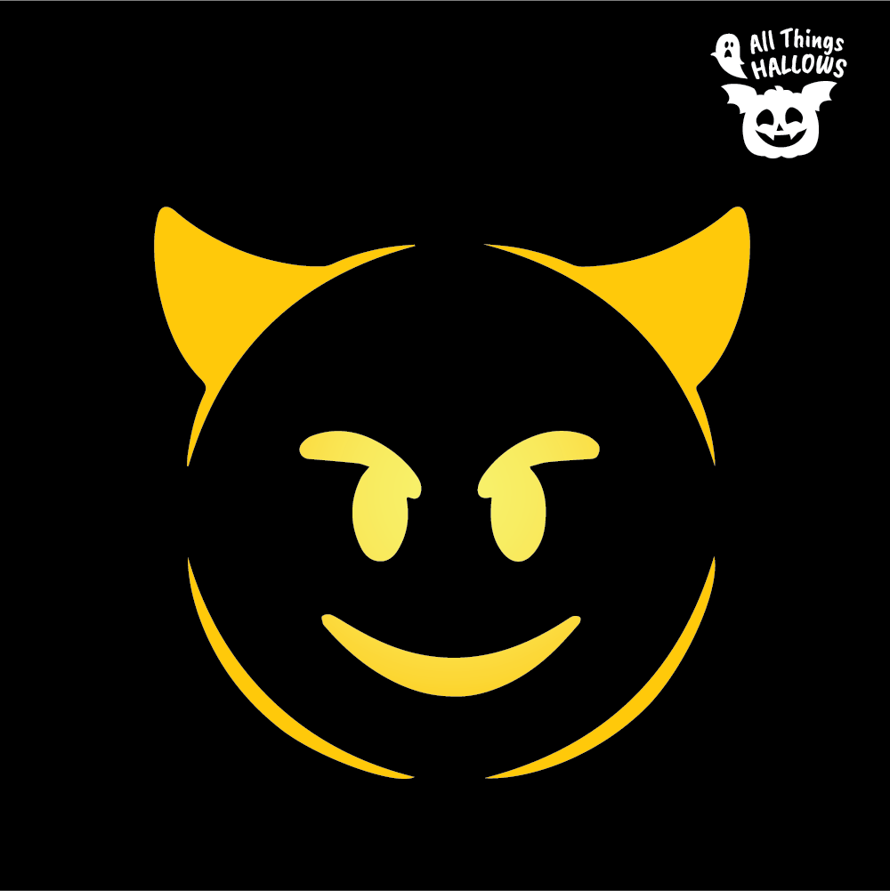 Smiling Face With Horns Emoji Pumpkin Stencil