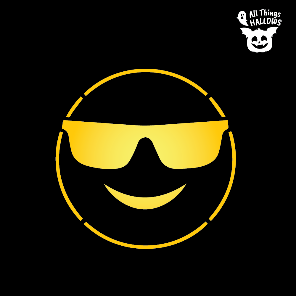 Smiling Face With Sunglasses Emoji Pumpkin Stencil