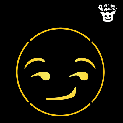 Smirking Face Emoji Pumpkin Stencil