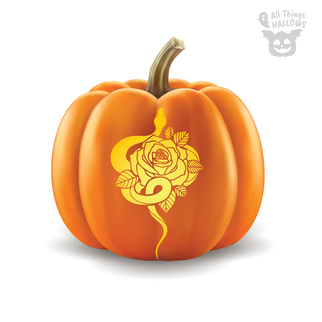 Snakes and Roses Pumpkin Stencil