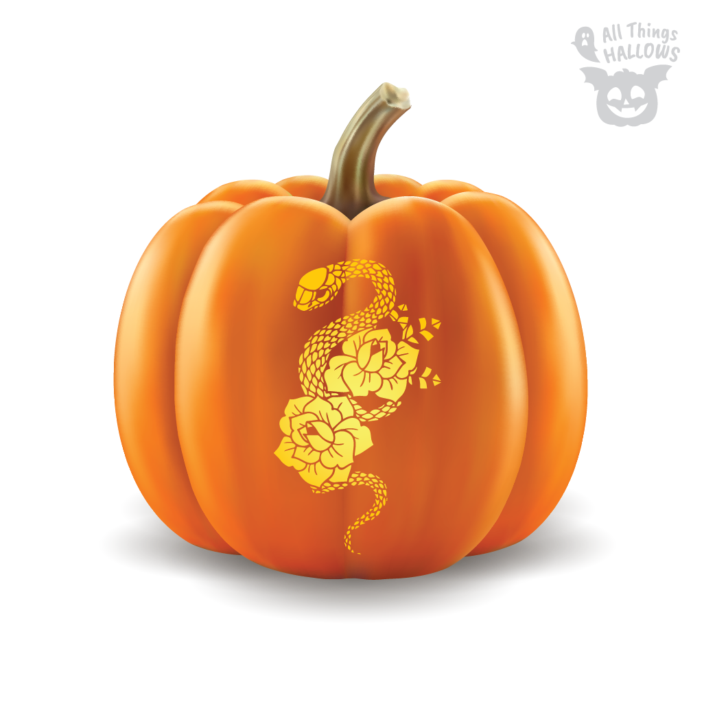 Snakes and Roses Pumpkin Stencil