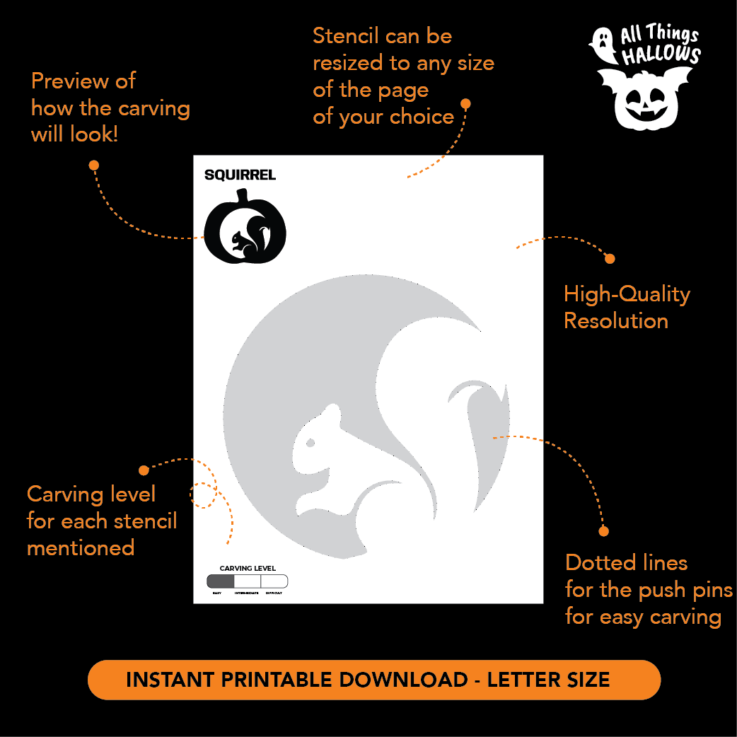 Squirrel Pumpkin Stencil