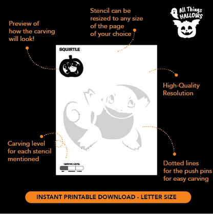 Squirtle Pumpkin Stencil