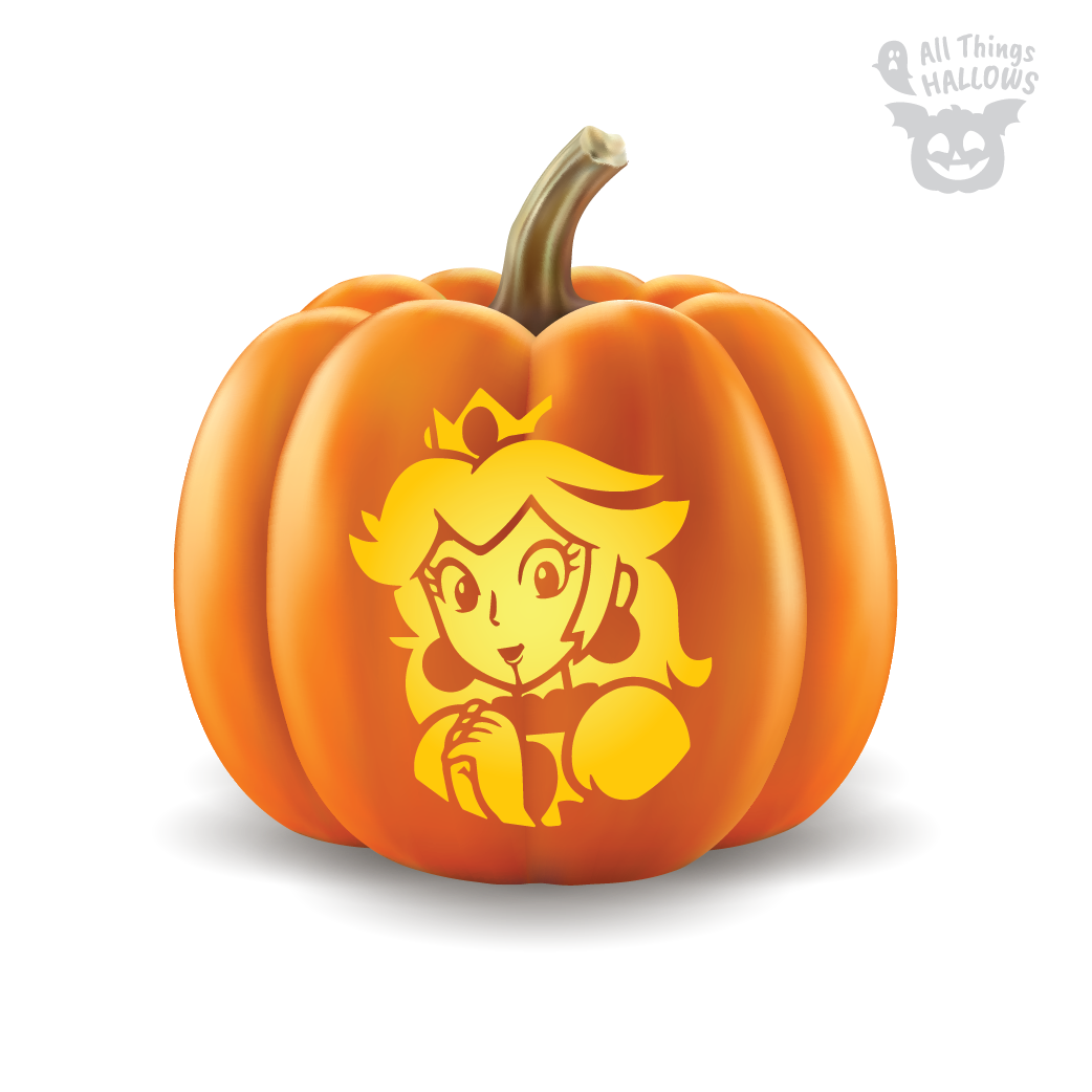 Princess Peach Pumpkin Stencil