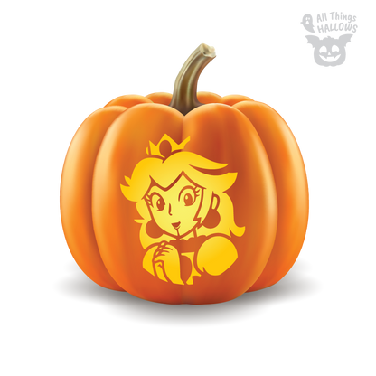 Princess Peach Pumpkin Stencil