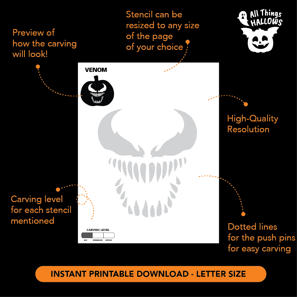 Venom Pumpkin Stencil