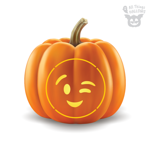 Winking Face Emoji Pumpkin Stencil